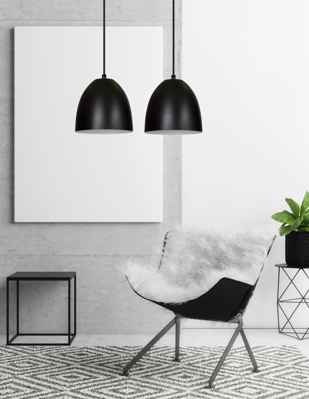 Loftlampe LENOX 2 - Sort / Hvid - Nordic Unique
