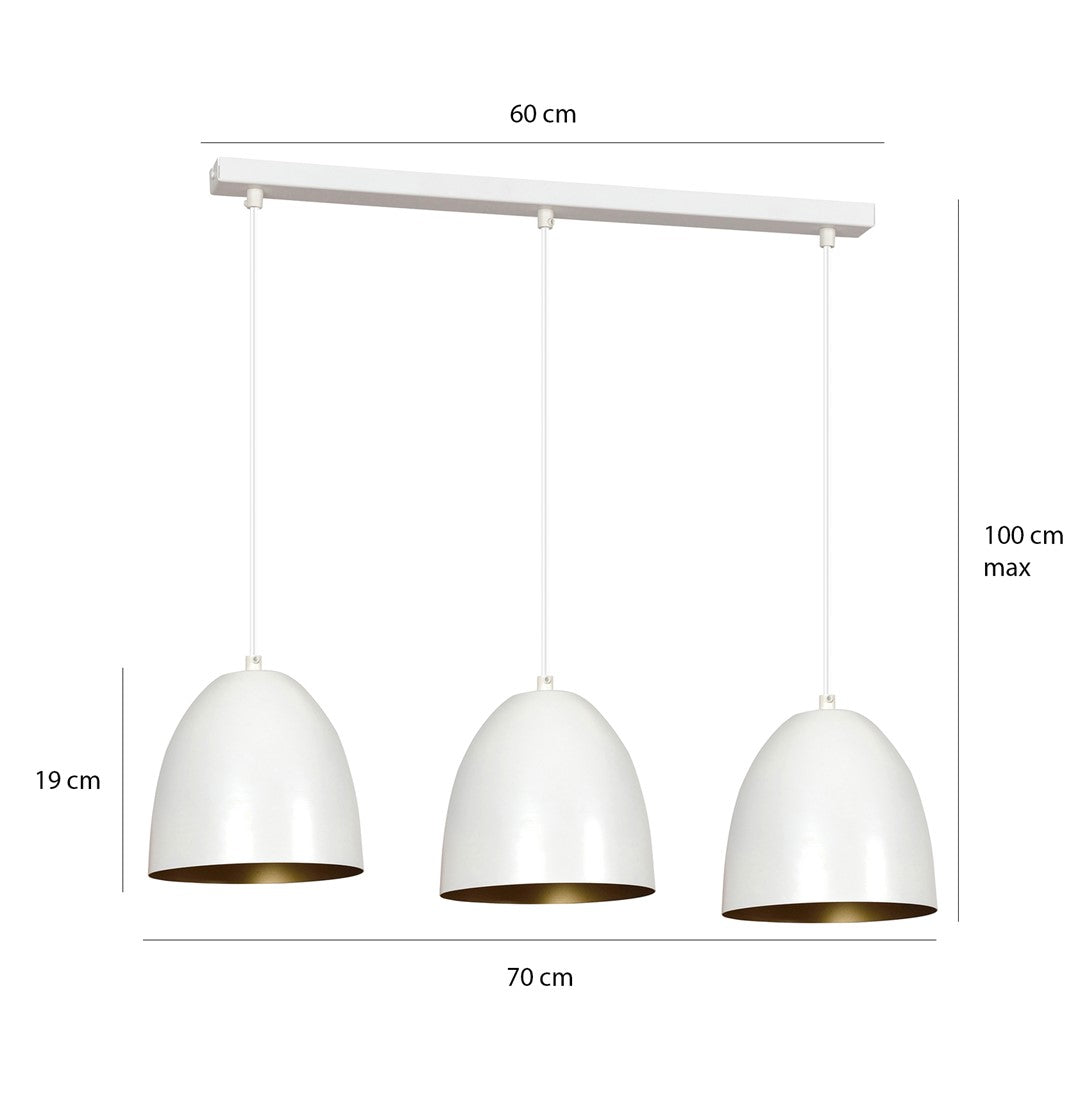 Loftlampe LENOX 3 - Hvid / Guld - Nordic Unique