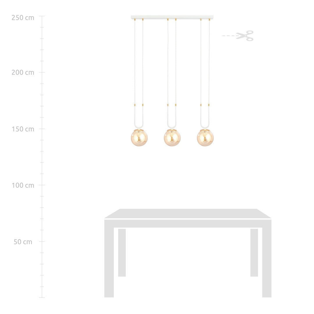 Loftlampe GLAM 3 - Hvid / Guld / Rav - Nordic Unique