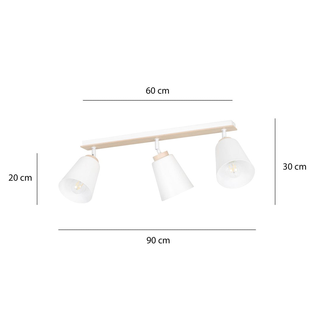Loftlampe ATLAS 3 - Hvid / Træ - Nordic Unique
