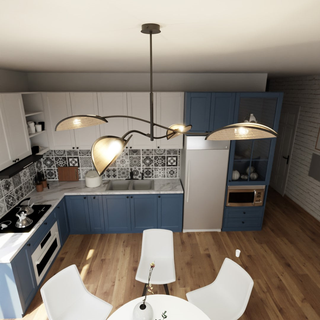 Loftlampe LOTUS 4 - Sort / Rattan - Nordic Unique