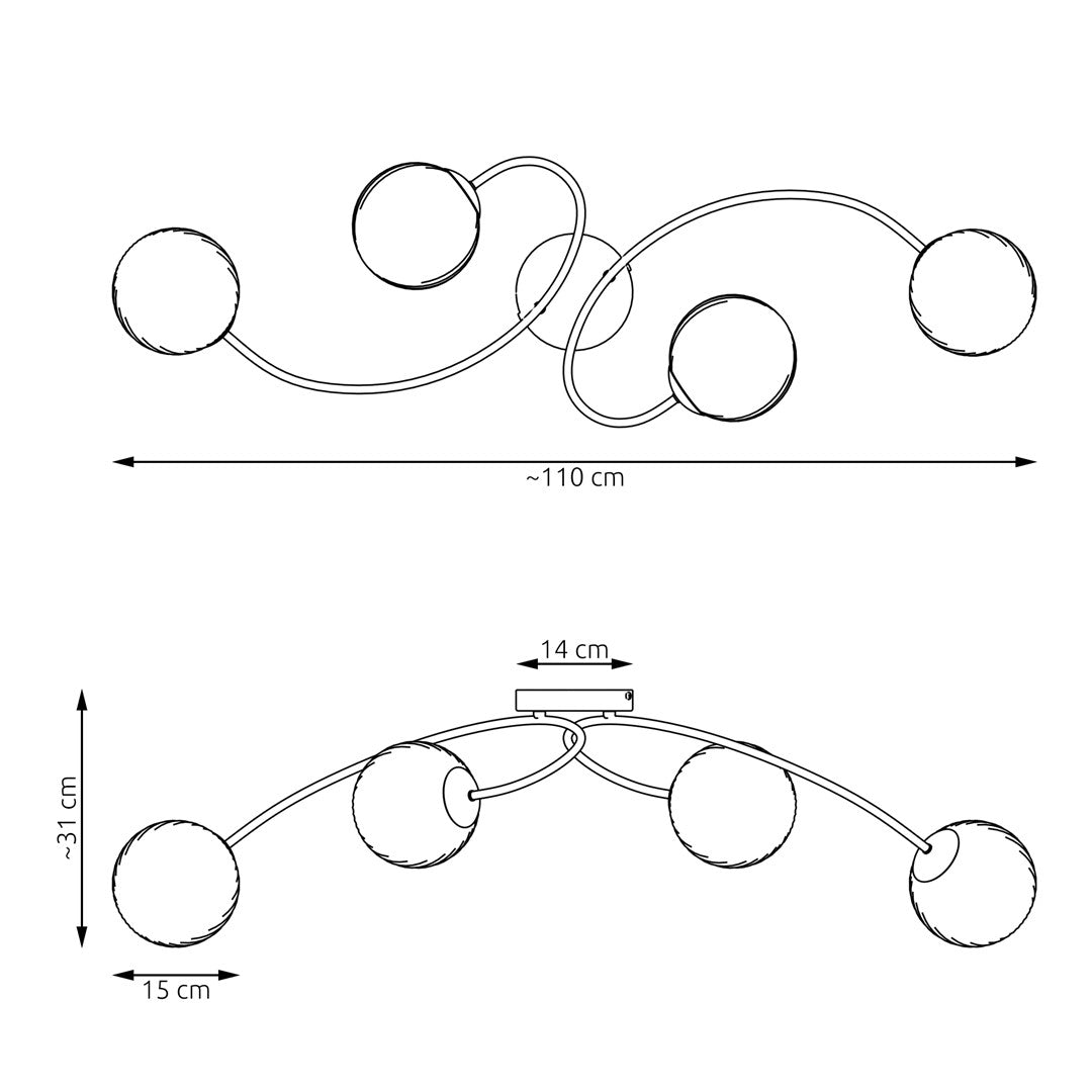 Loftlampe VIBRA 4 - Sort / Hvid - Nordic Unique