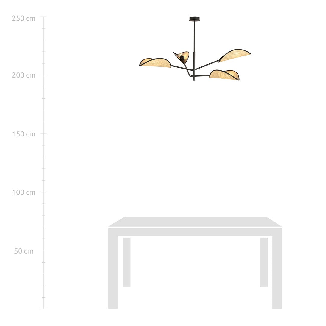 Loftlampe VENE 4 - Sort / Rattan - Nordic Unique
