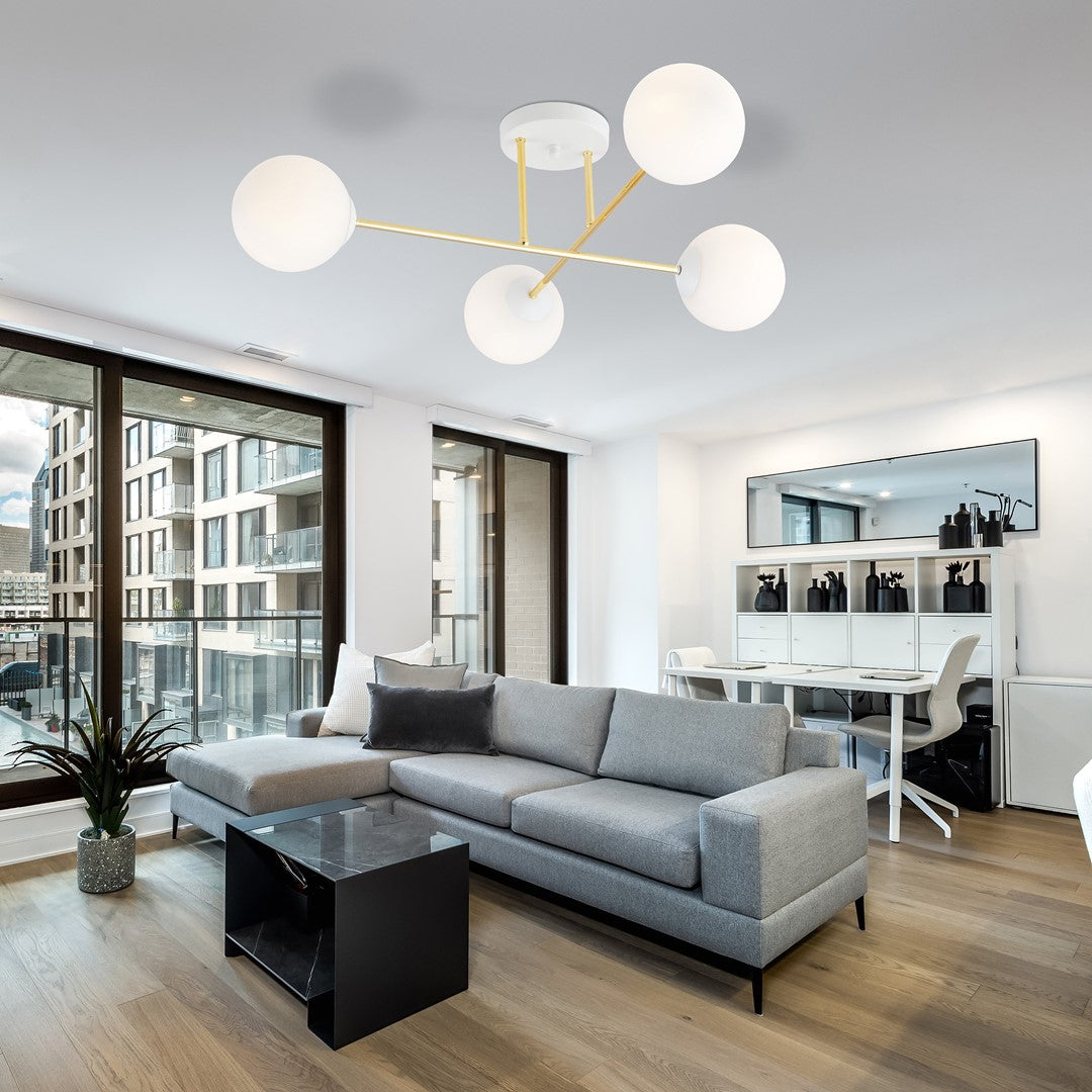 Loftlampe MAGNUM 4 - Hvid / Guld - Nordic Unique