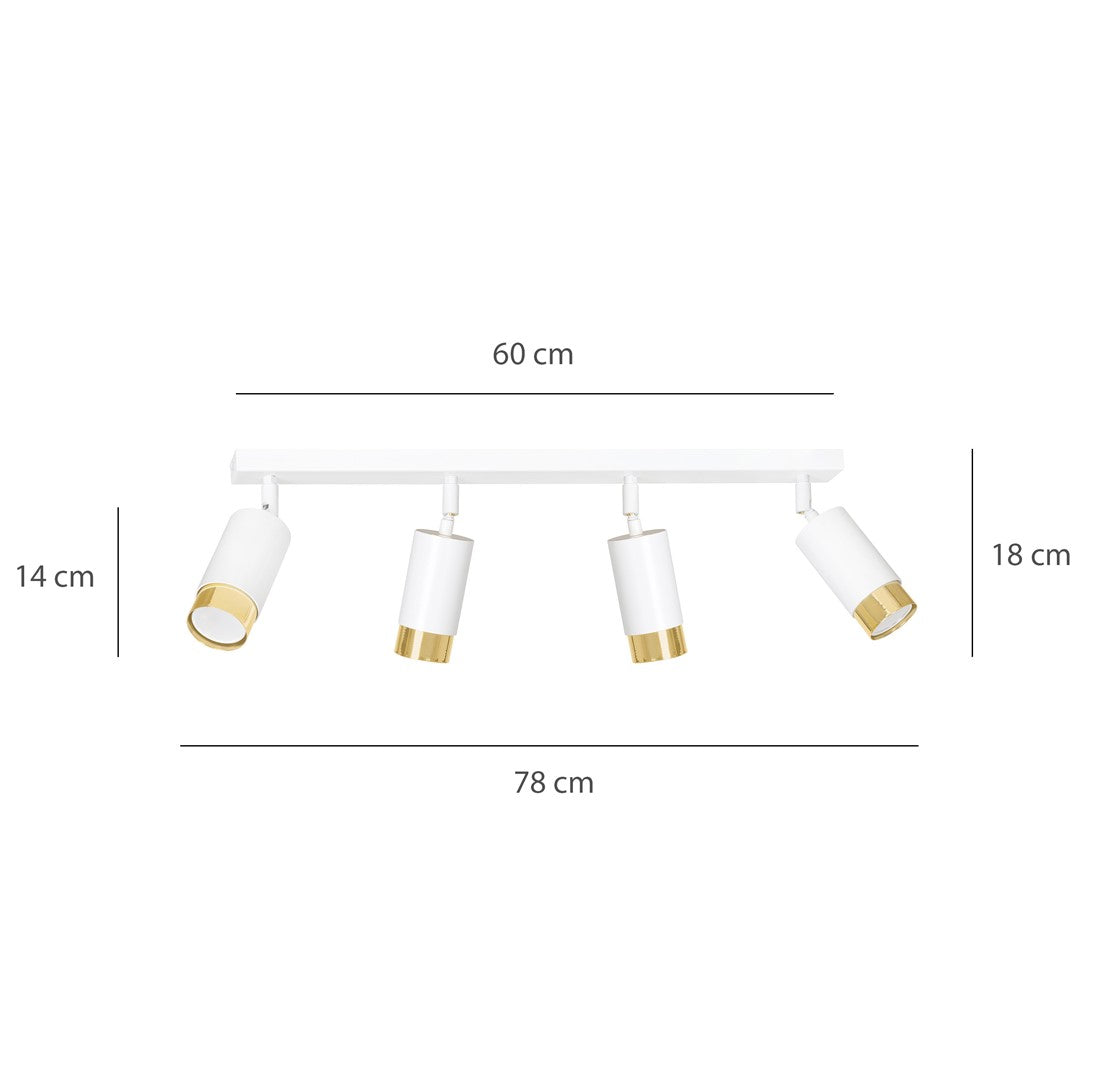 Loftlampe HIRO 4 - Hvid / Guld - Nordic Unique