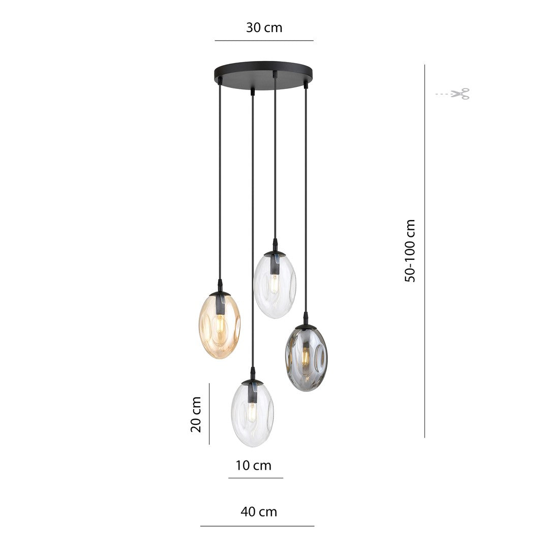 Loftlampe ASTRAL 4 Premium - Sort / Grafit / Rav - Nordic Unique