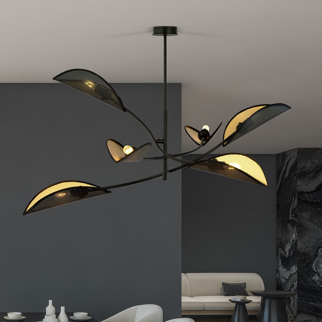 Loftlampe LOTUS 6 - Sort / Guld - Nordic Unique