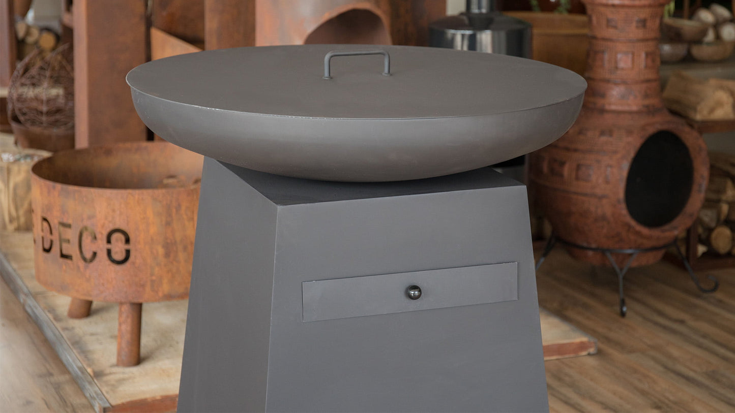 Orion Bålfad Låg/Dæksel 82 cm – Sort - Nordic Unique