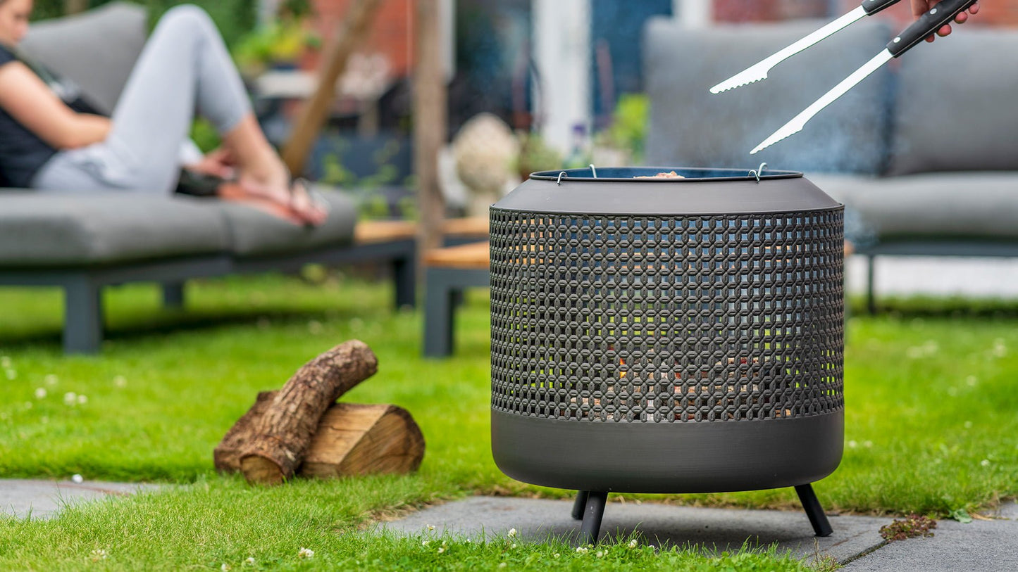 Midland Bålfad med Grill – Sort - Nordic Unique