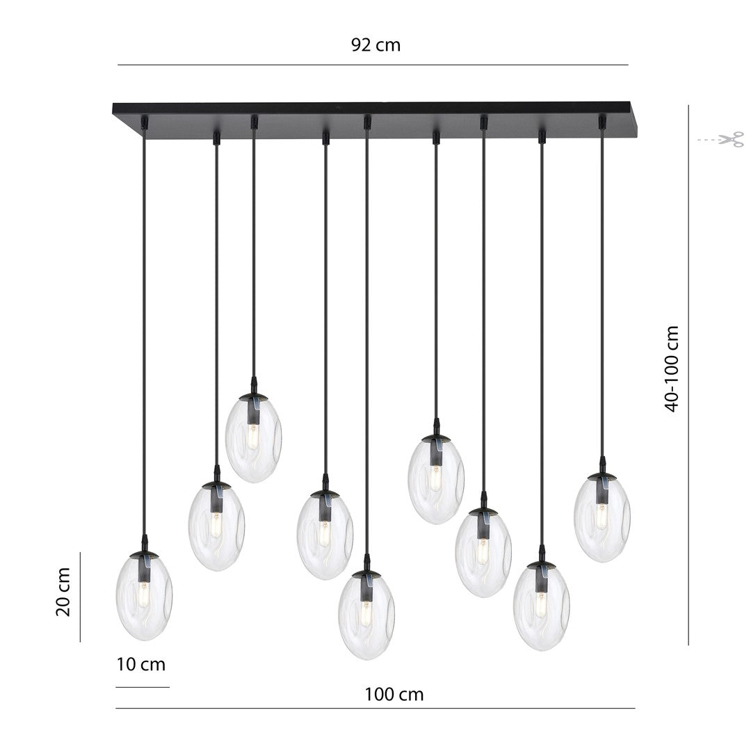 Loftlampe ASTRAL 9 - Gennemsigtig / Sort - Nordic Unique