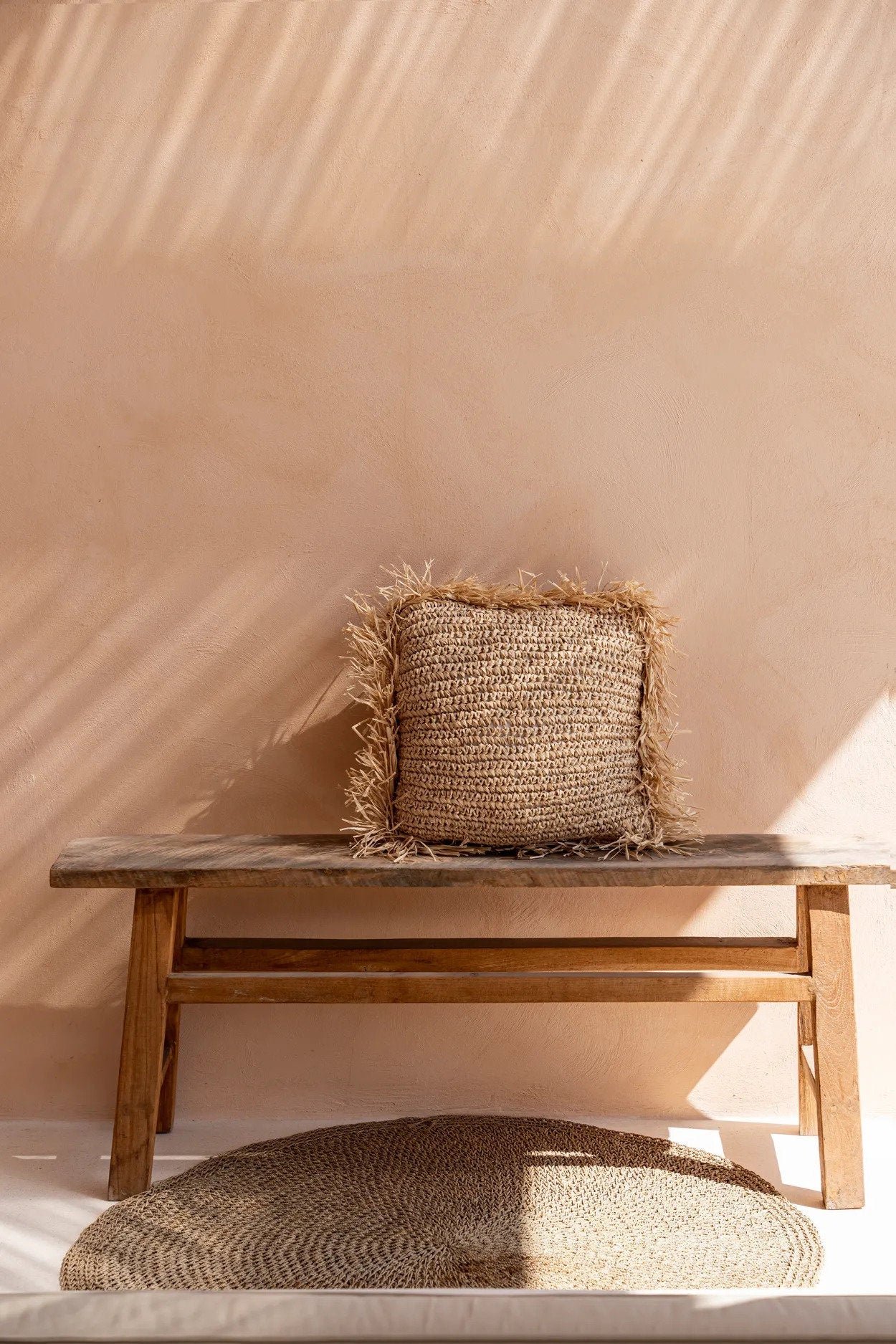 Raffia Pudebetræk Firkantet - Naturlig - 60x60