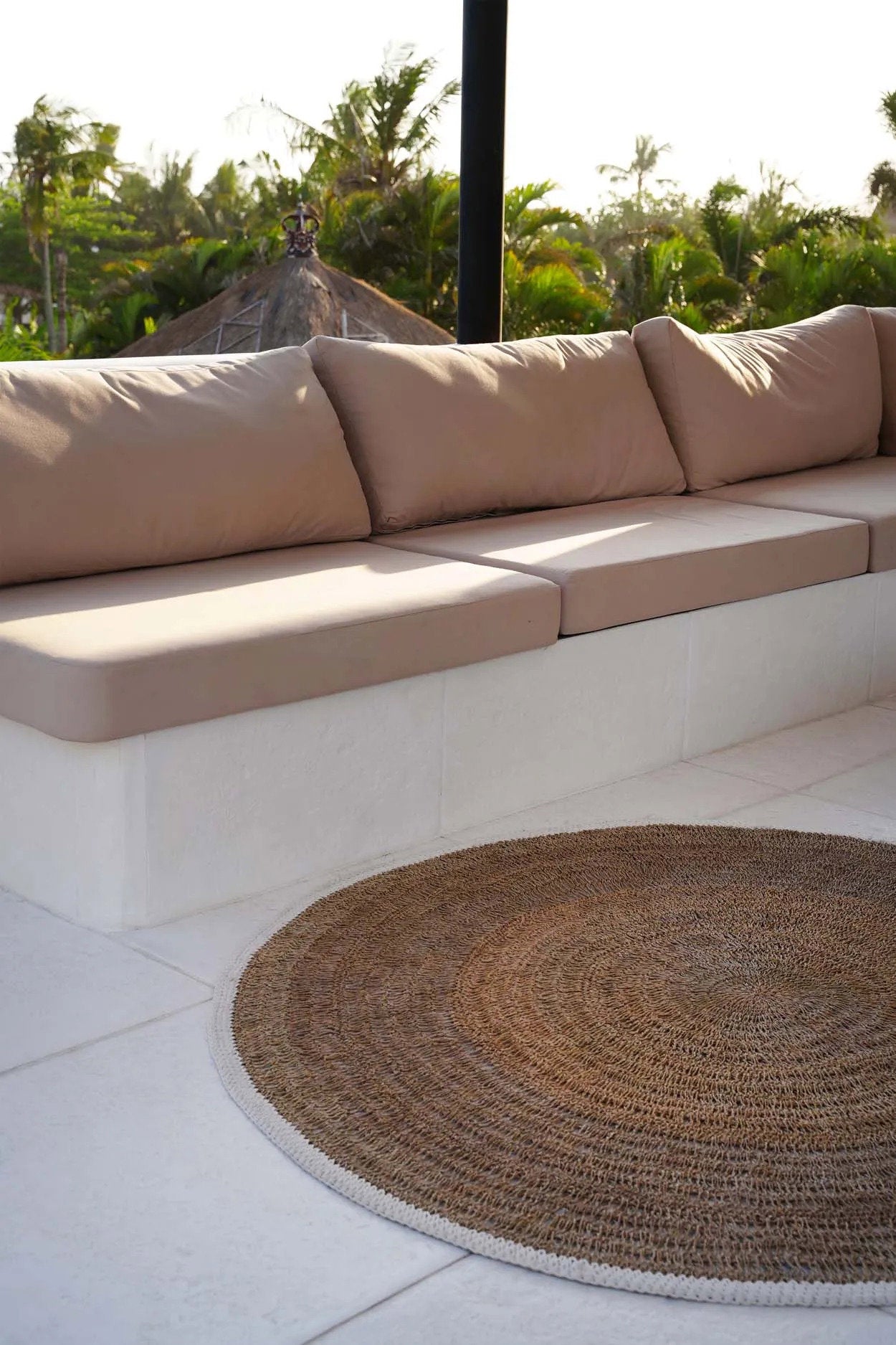 Seagrass & Cotton Round Rug - Natural White - 100cm