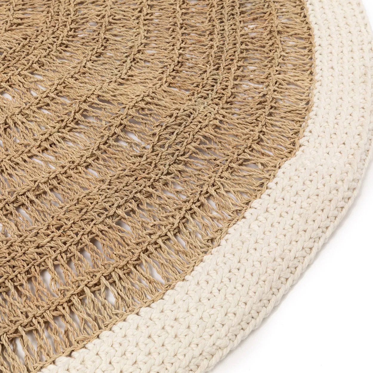 Seagrass & Cotton Round Rug - Natural White - 100cm