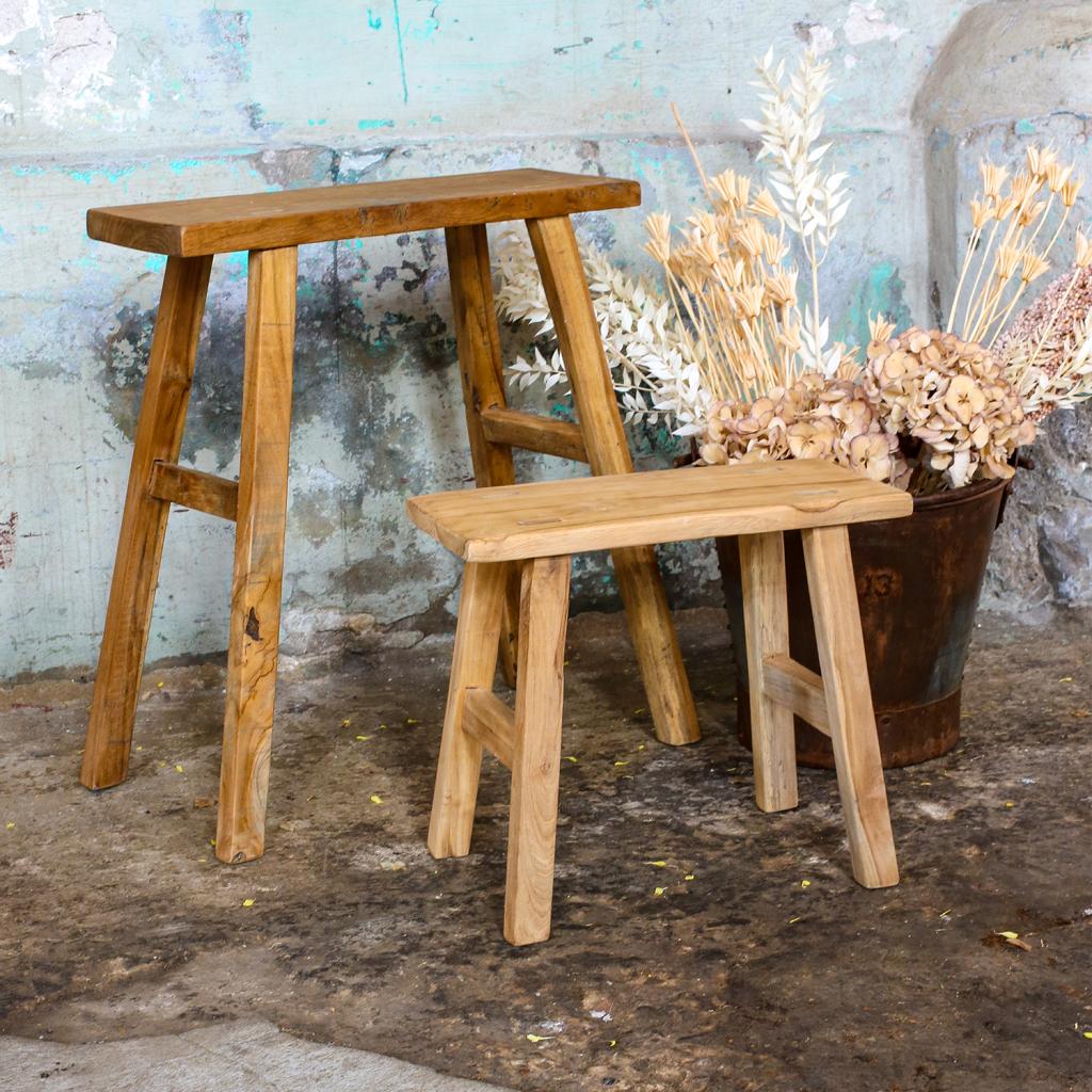 Java carpenter sidebord/bænk - Genanvendt teaktræ - 40x17x50 cm