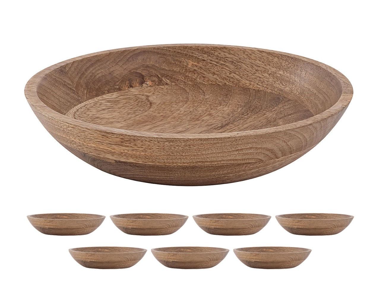 Dekorationsskåle i Mangotræ – 8 stk Runde Træskåle i Moderne Design - Nordic Unique