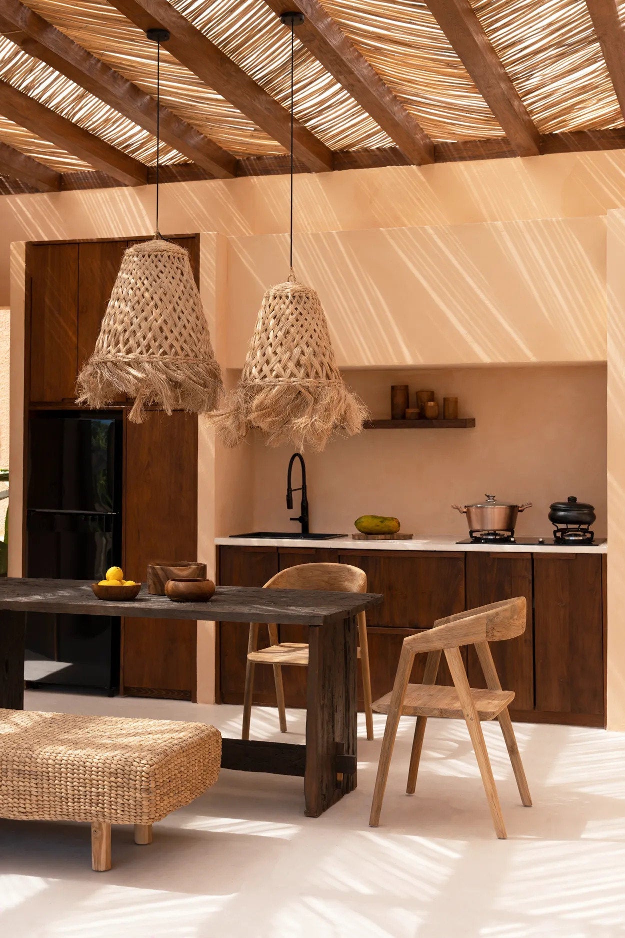 Abaca Jelly Fish Lamp Pendant - Natural - L