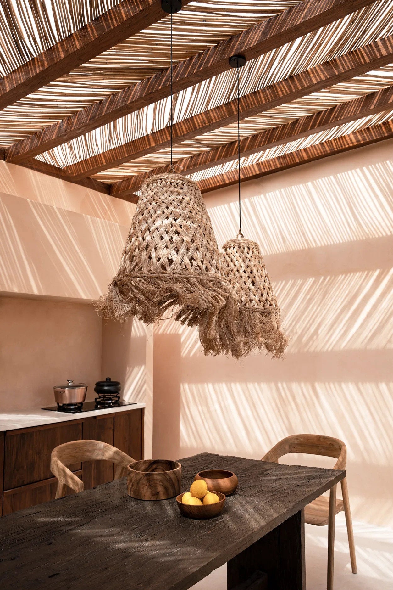 Abaca Jelly Fish Lampe Vedhæng - Naturlig - M