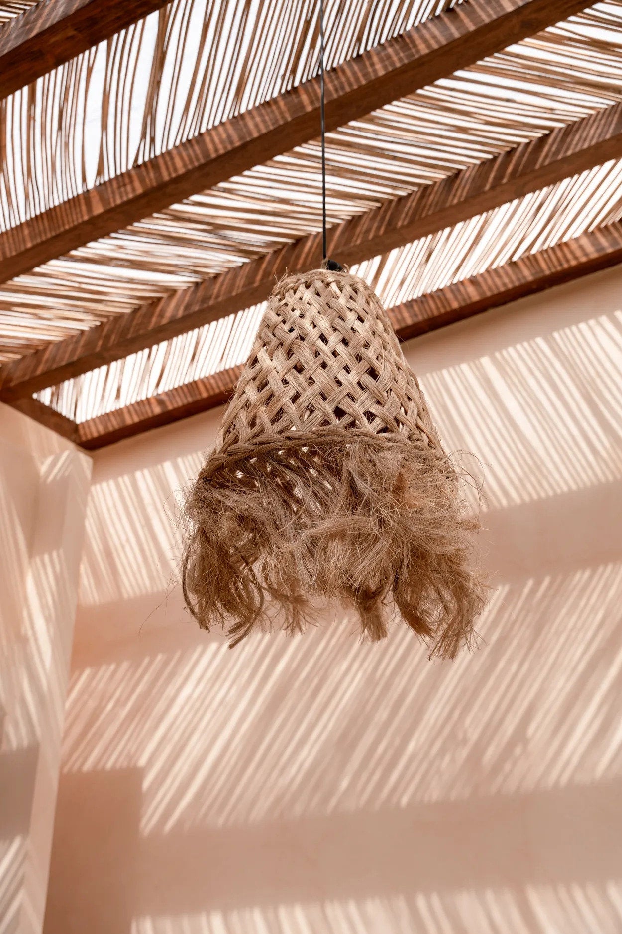 Abaca Jelly Fish Lampe Vedhæng - Naturlig - M