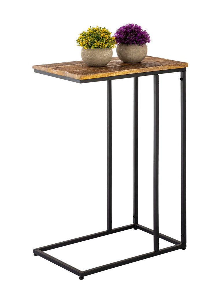 Sidebord til sofa i træ og metal, 25x60x40cm