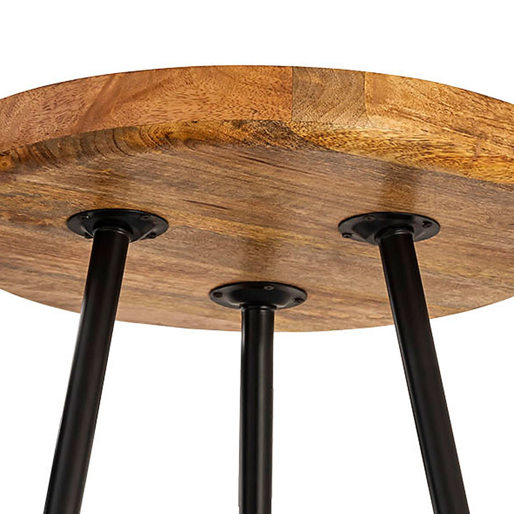 Sidebord i træ og metal, rundt Ø40cm