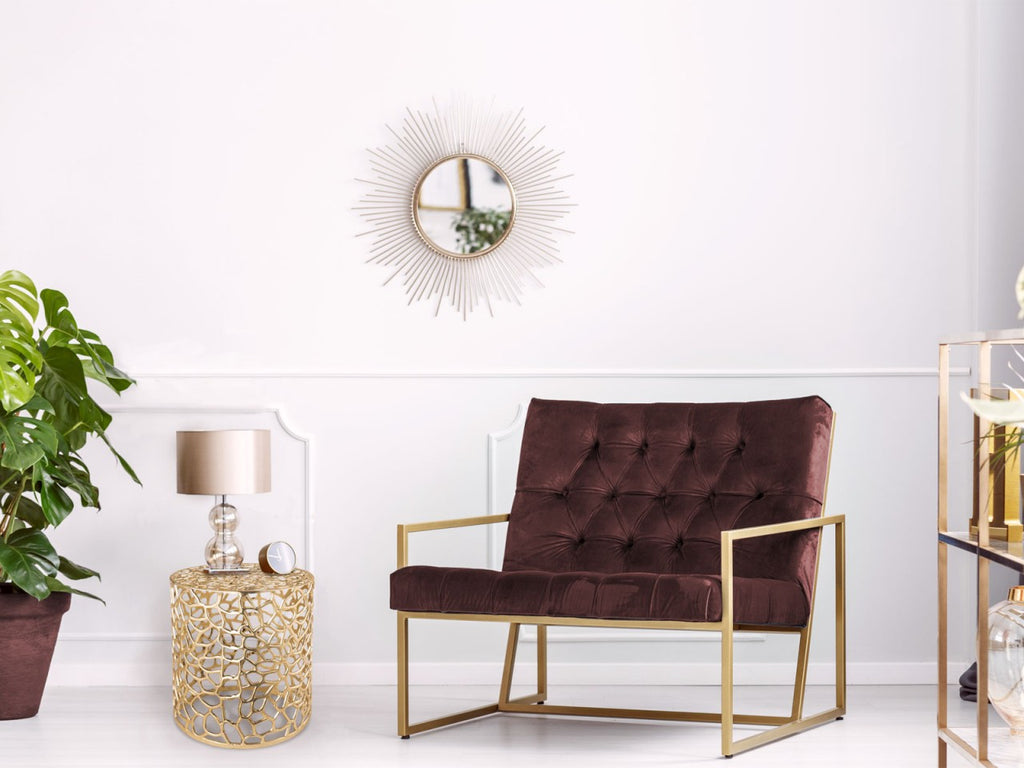 Sidebord/dekobord rund, koral design metal, guld - Nordic Unique