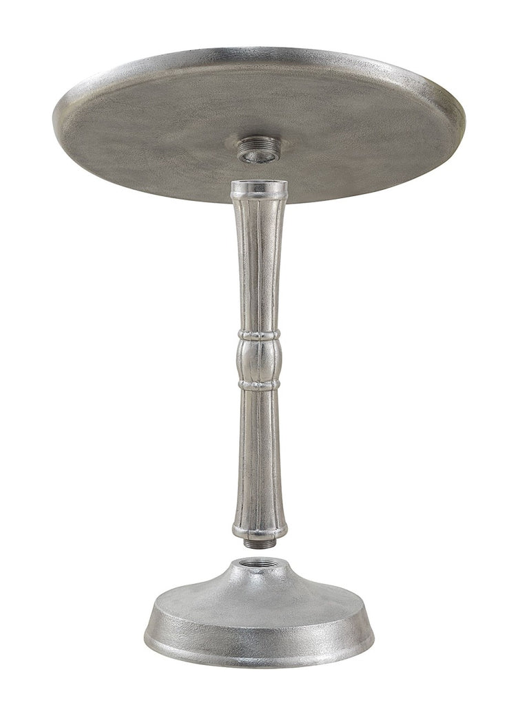 Sidebord rund klassisk design sølv, midterfod i metal