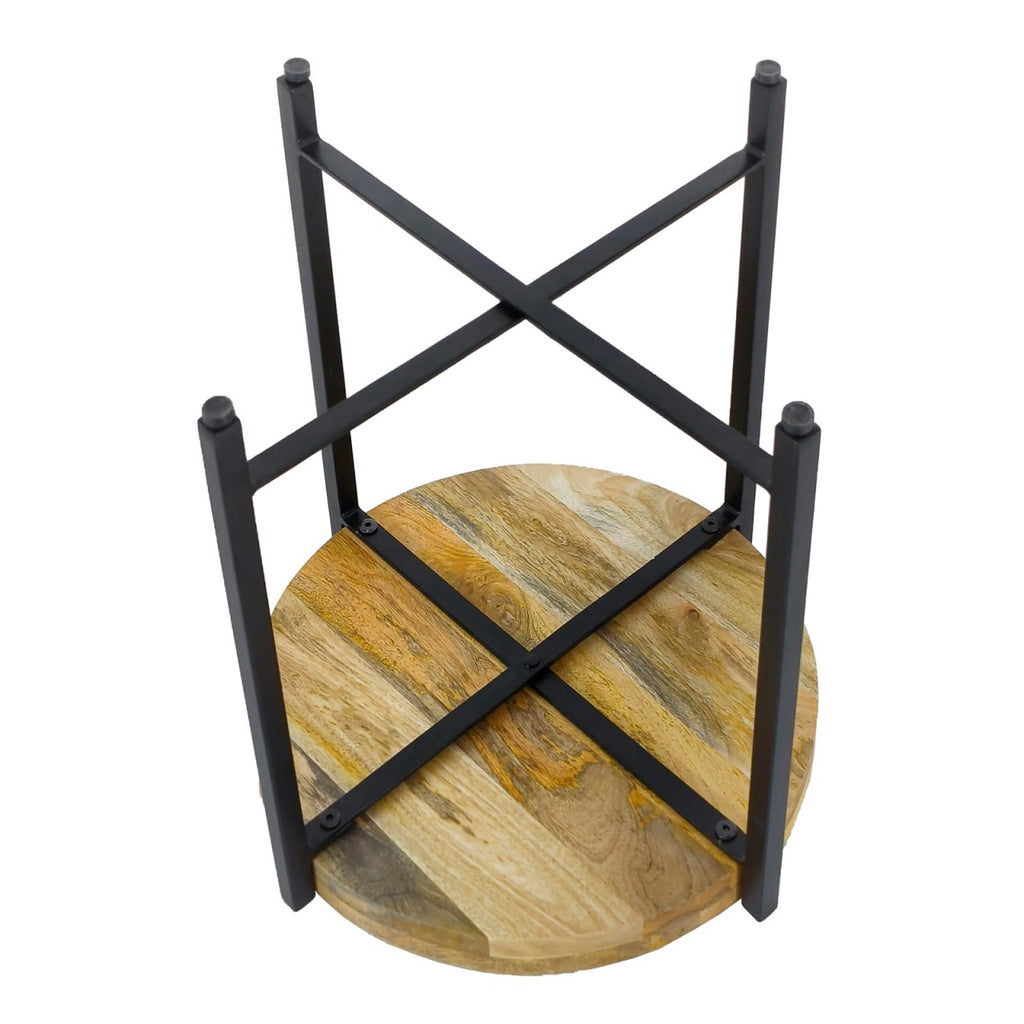 Sidebord Ø46xH45cm metal og træ sort - Nordic Unique