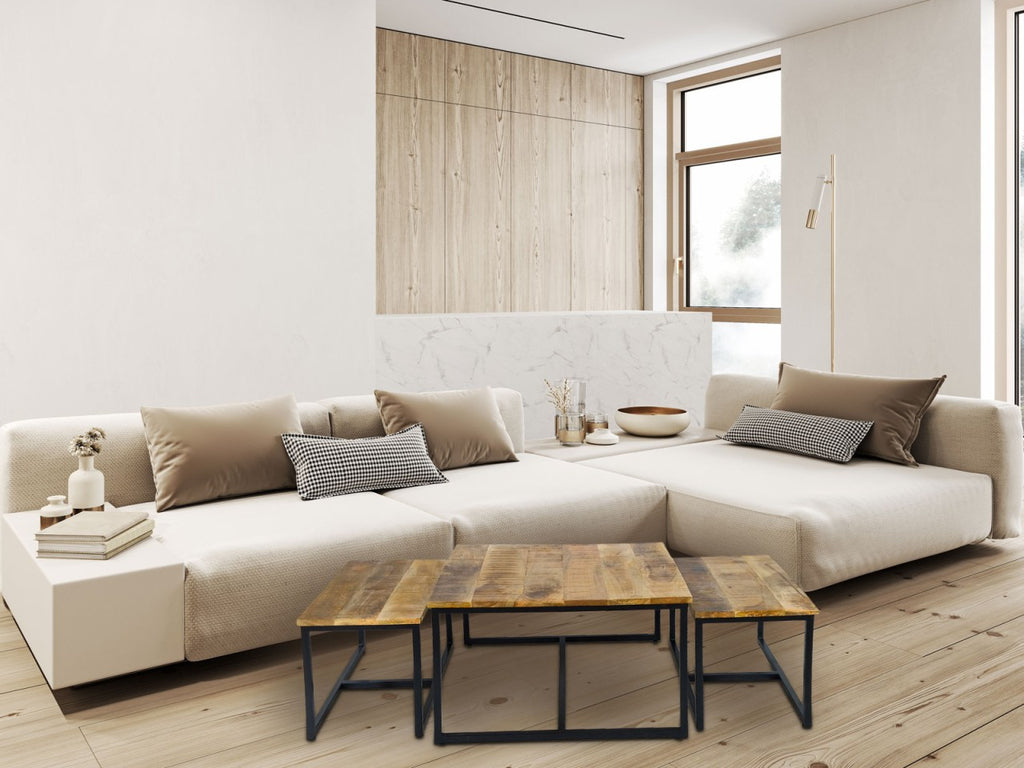 Sofabord 3-delt sæt med metalstel - Nordic Unique