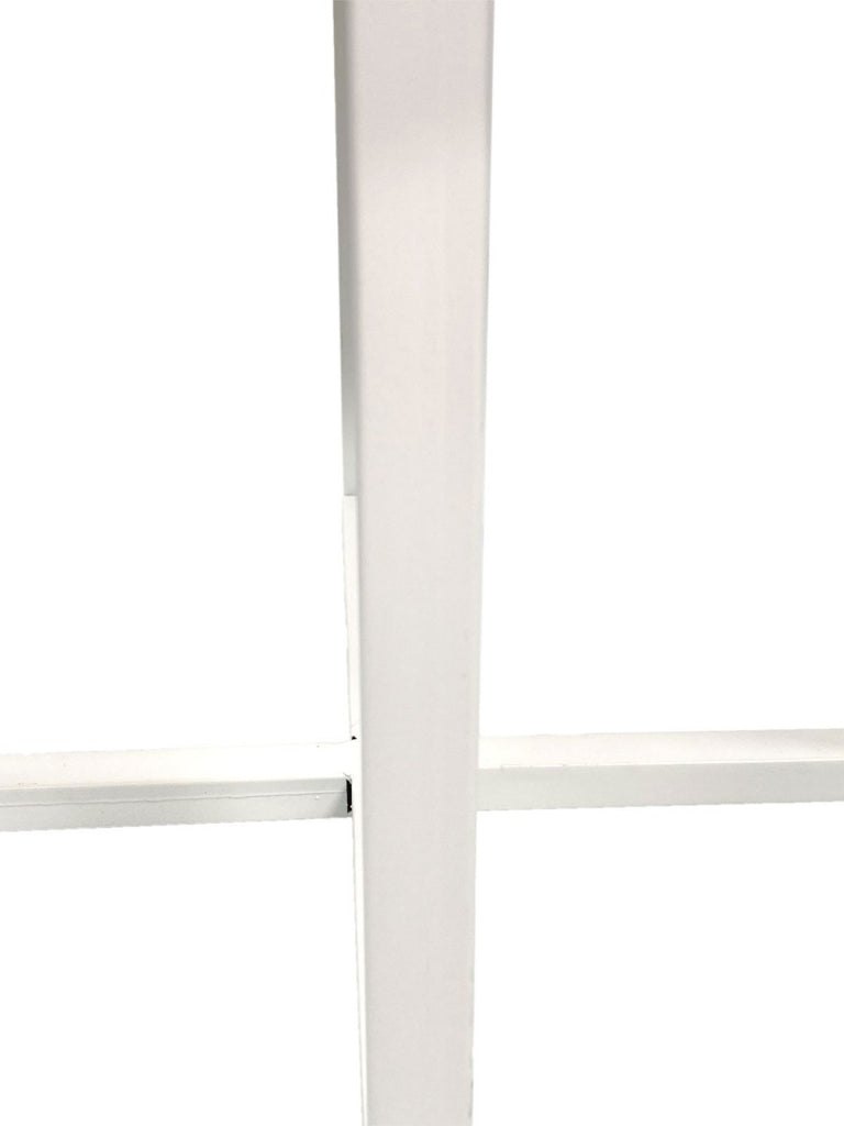 Rund sofabord ø60x45cm til stuen, træ og metal, hvidt stel