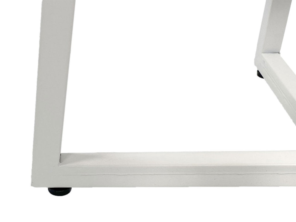 Rund sofabord ø60x45cm til stuen, træ og metal, hvidt stel