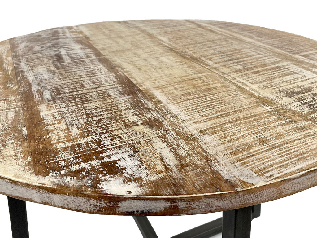 Rund sofabord ø60x45cm til stuen, træ og metal, sort stel