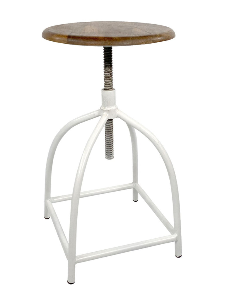 Drejestol/barstol, højdejusterbar i træ og metal hvid - Nordic Unique