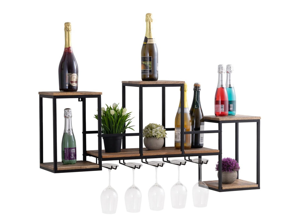 Vinholder/barhylde i mangotræ og metal 104x53x23cm - Nordic Unique