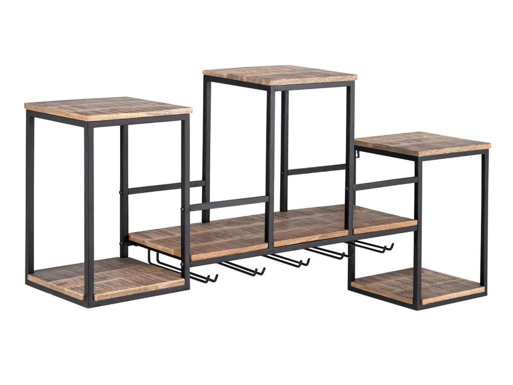 Vinholder/barhylde i mangotræ og metal 104x53x23cm - Nordic Unique