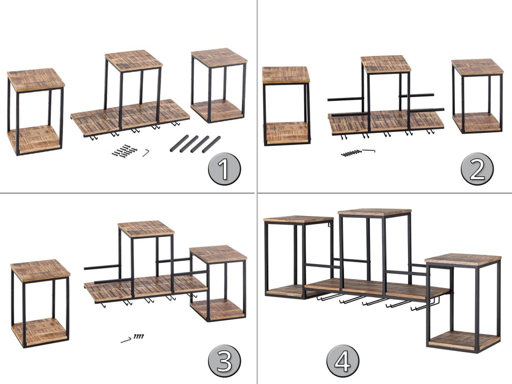 Vinholder/barhylde i mangotræ og metal 104x53x23cm - Nordic Unique