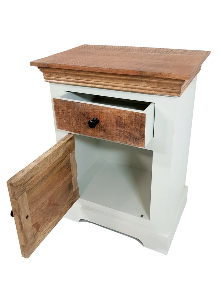 Natbord/kommode B45xH60cm i mangotræ hvid - Nordic Unique