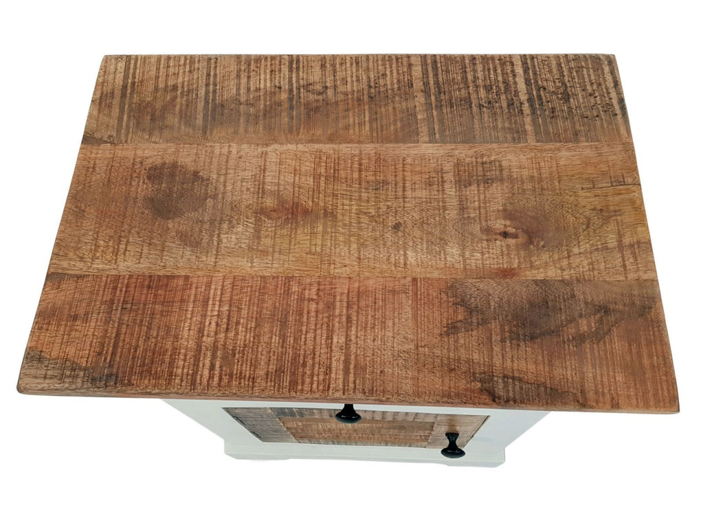 Natbord/kommode B45xH60cm i mangotræ hvid - Nordic Unique