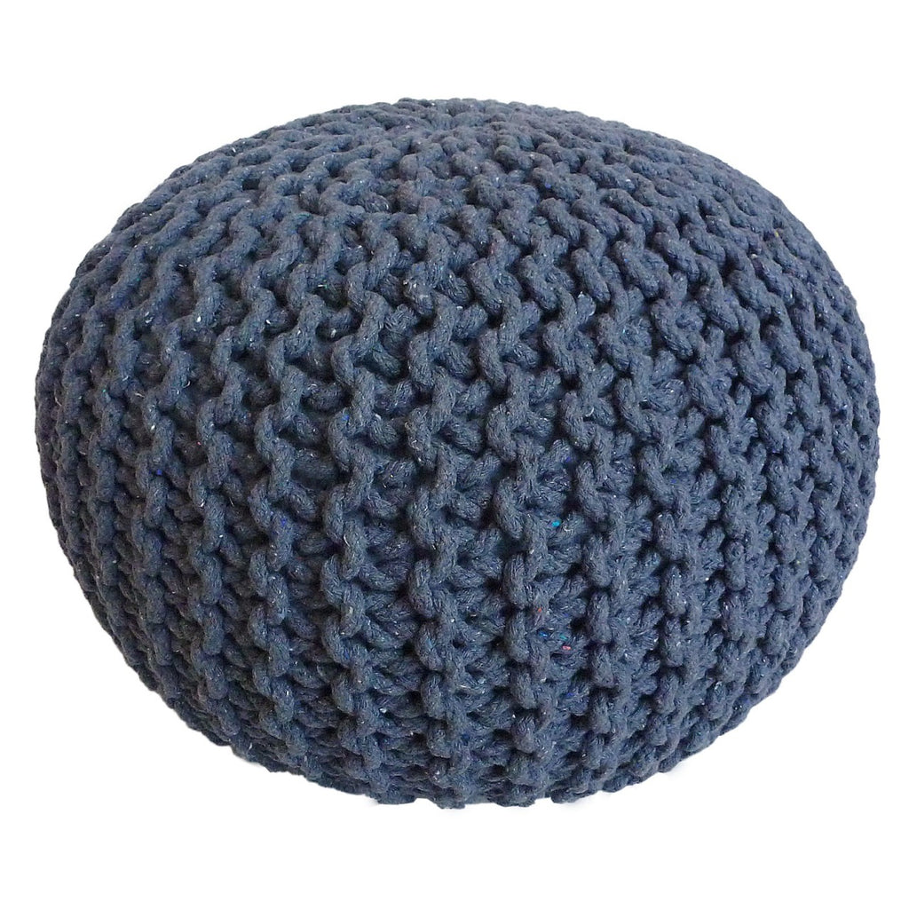 Puf/strikpuf grovstrik Ø55x37cm blå