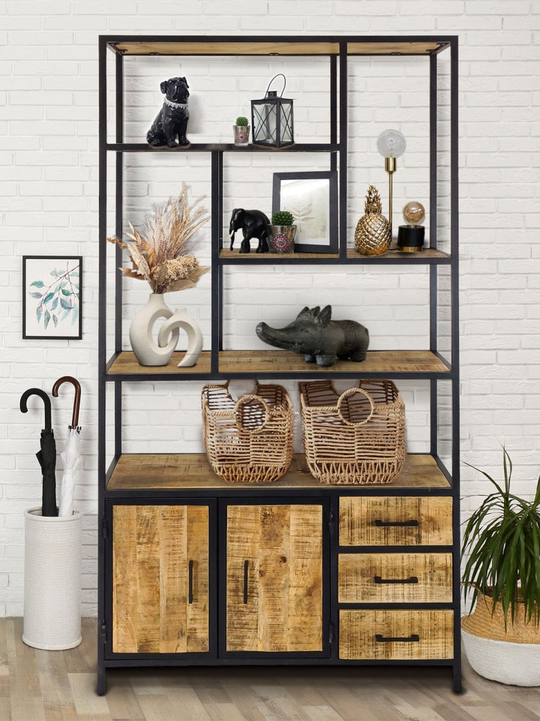 Ståhylde Bogreol Hylder 98x190x36cm Liverpool Metalramme - Nordic Unique