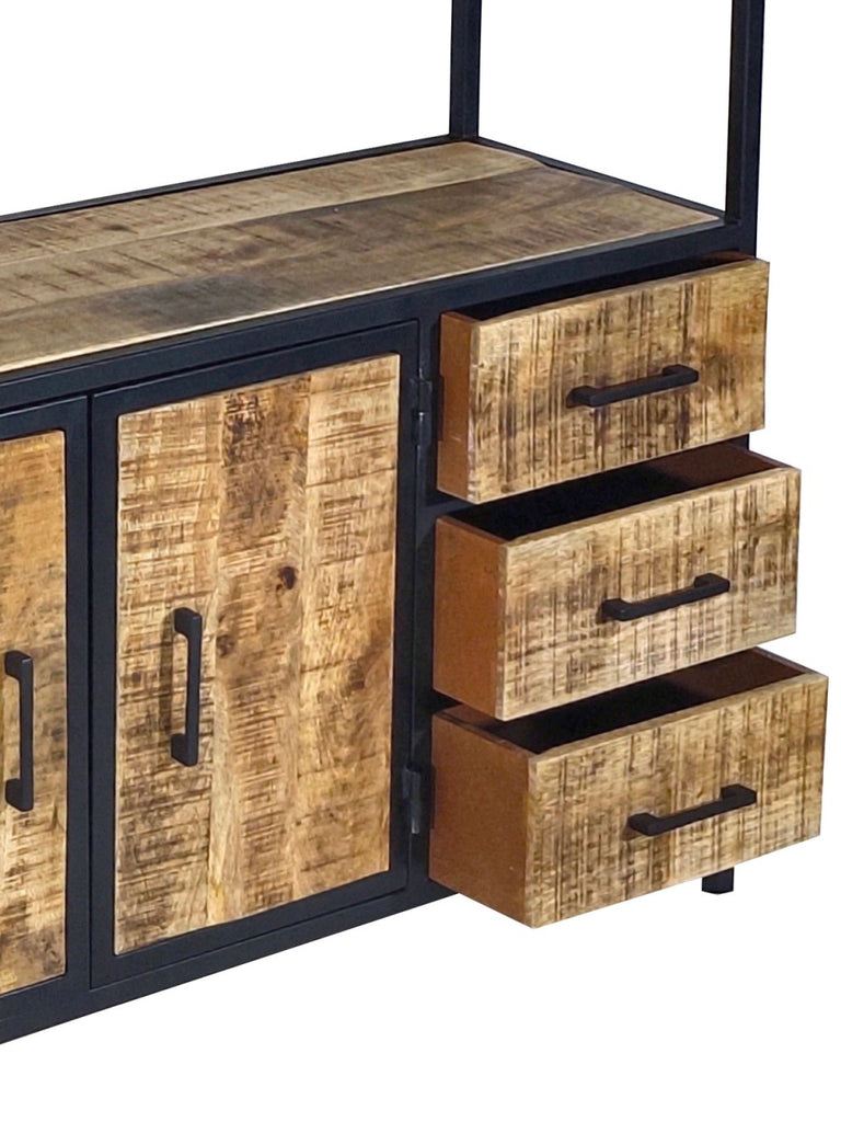 Ståhylde/bogreol 98x190x36cm i metal og træ - Nordic Unique