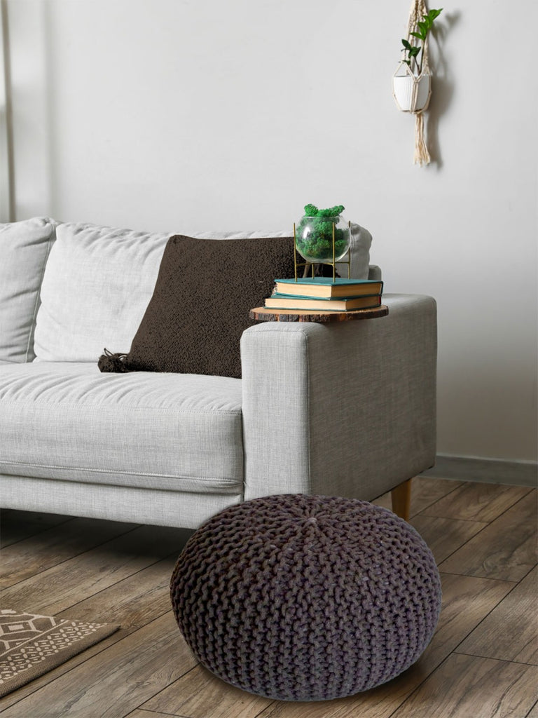 Puf/strikpuf grovstrik Ø45x30cm kanel - Nordic Unique