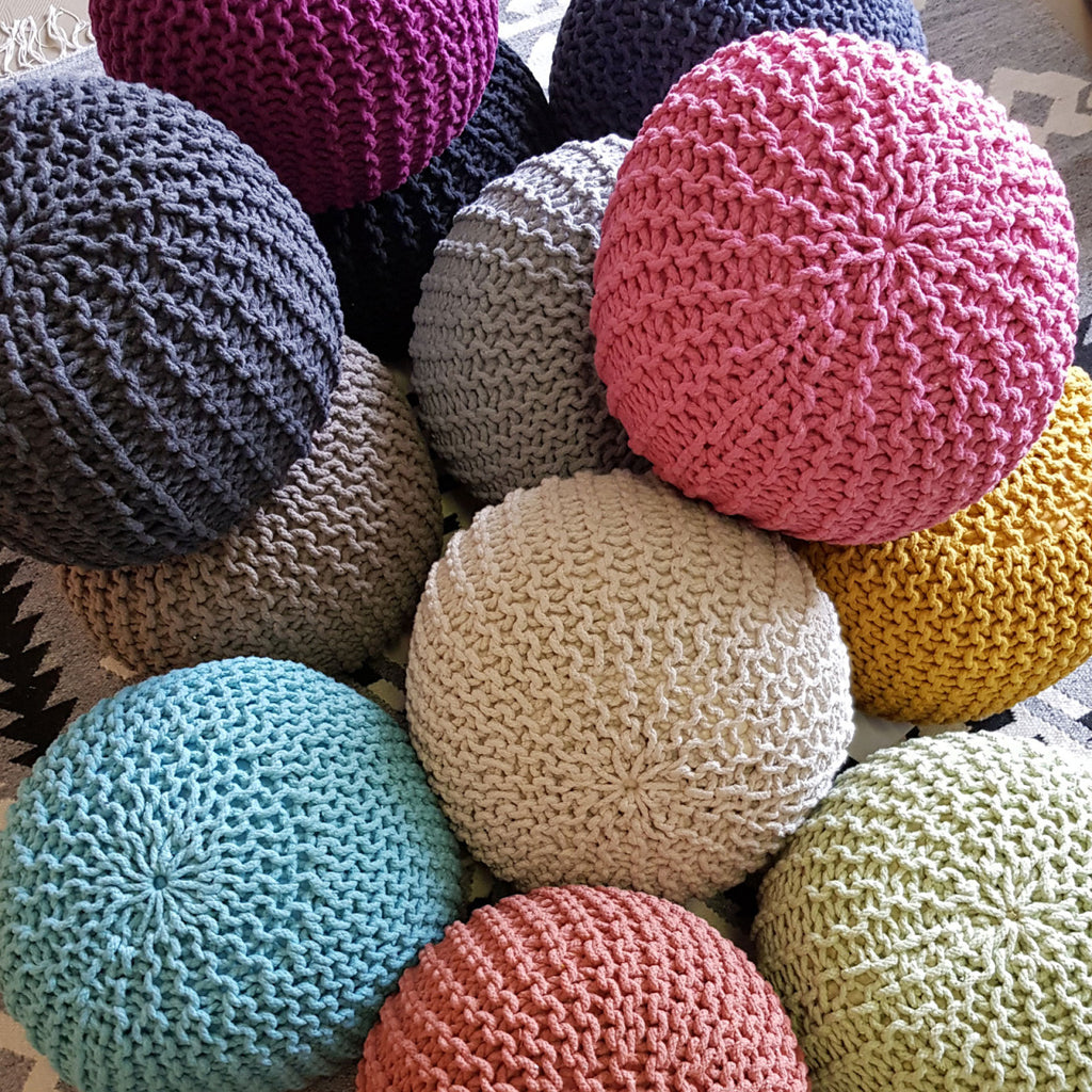 Puf/strikpuf grovstrik Ø45x30cm kanel - Nordic Unique