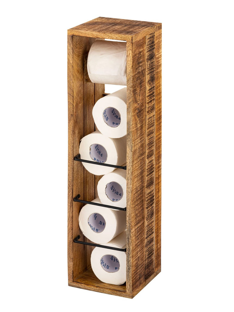 Toiletrulleholder i mangotræ 17x17 H65cm