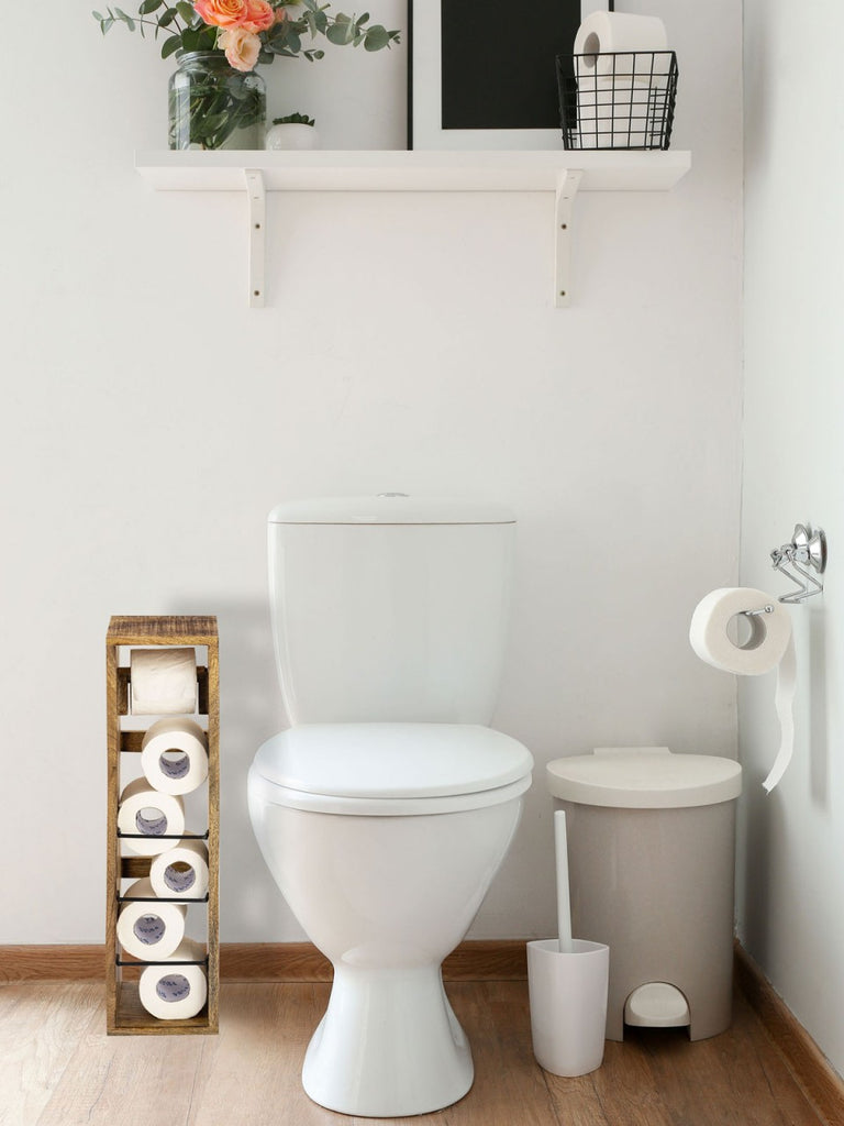Toiletrulleholder i mangotræ 17x17 H65cm