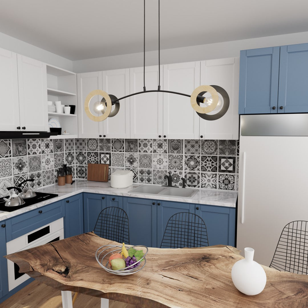 Loftlampe SKIVA 2 - Sort / Træ - Nordic Unique