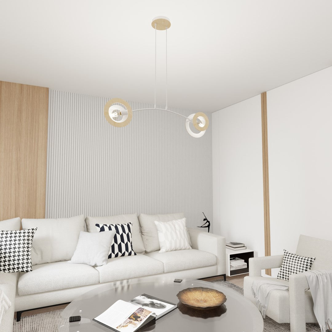 Loftlampe SKIVA 2 - Hvid / Træ - Nordic Unique