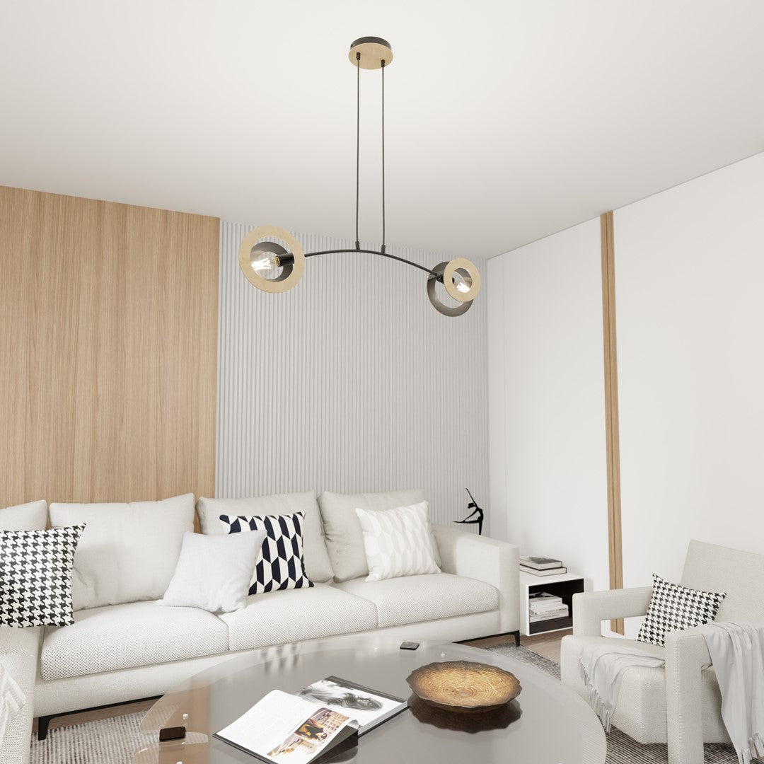 Loftlampe SKIVA 2 - Sort / Træ - Nordic Unique