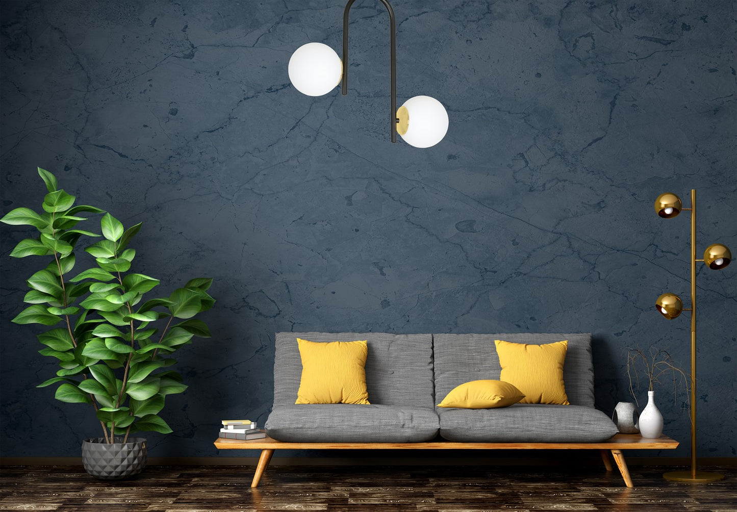 Loftlampe RAGNAR 2 - Sort / Guld / Hvid - Nordic Unique