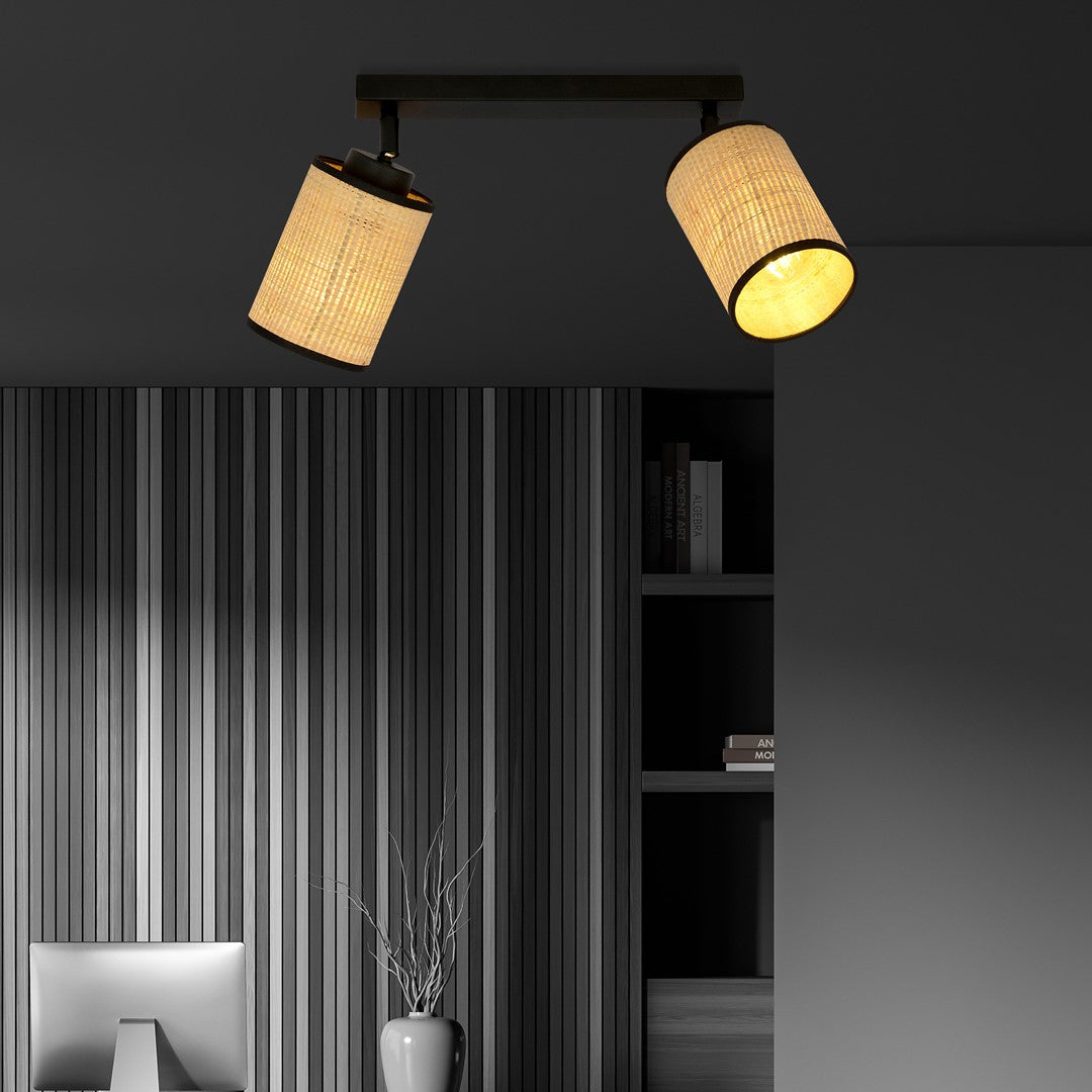 Loftlampe YOGA 2 - Sort / Rattan - Nordic Unique