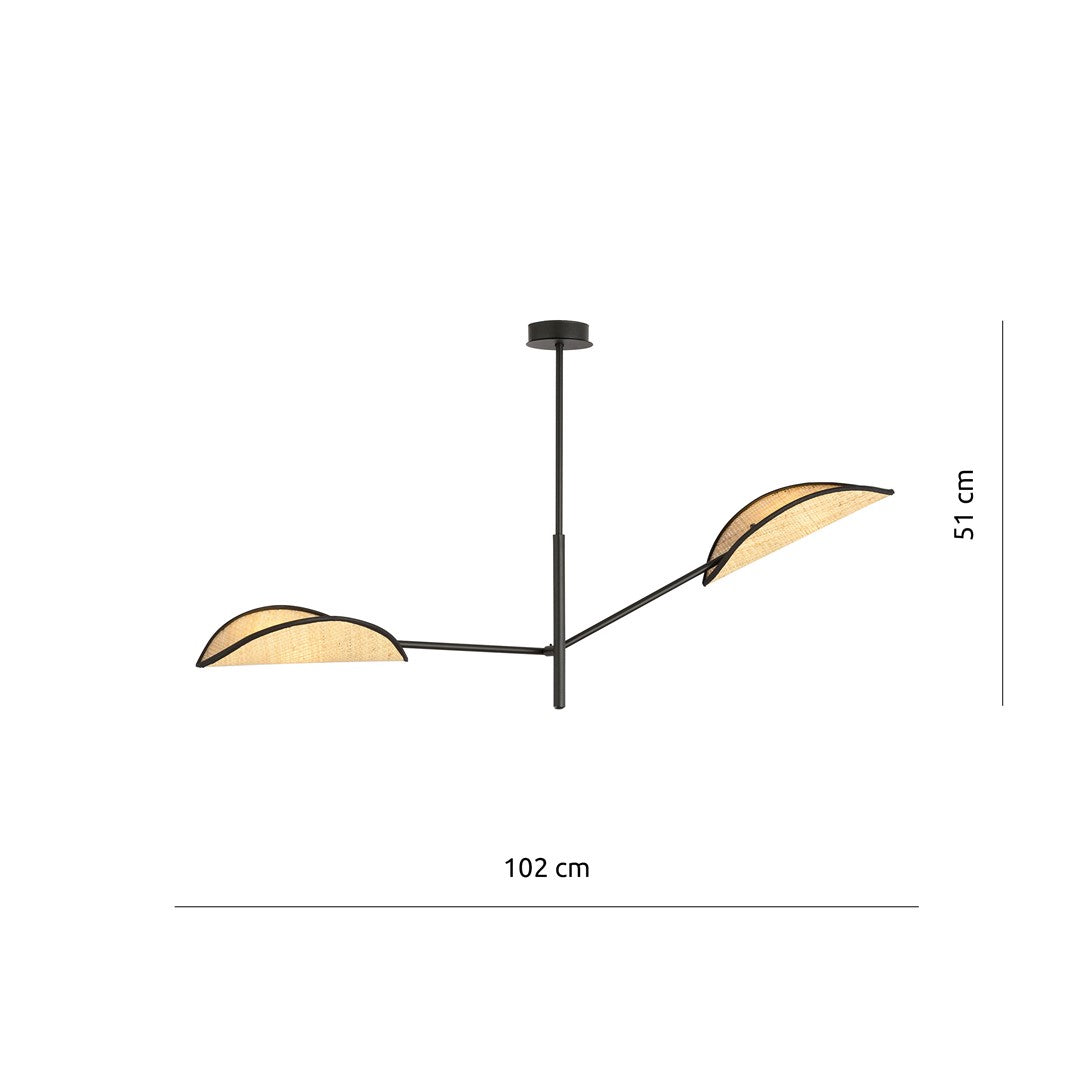 Loftlampe VENE 2 - Sort / Rattan - Nordic Unique